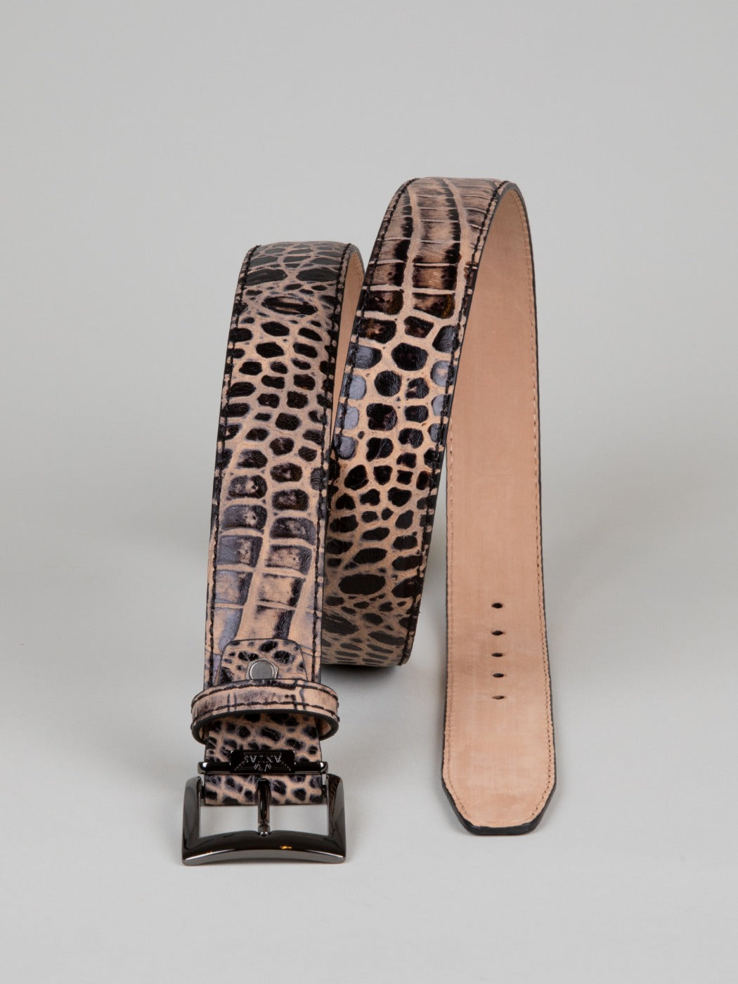 Italian Safari Mock Croc Belt - Coffee