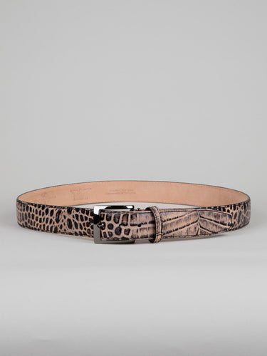 Italian Safari Mock Croc Belt - Coffee