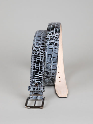 Italian Antique Faux Croc Belt - Shadow