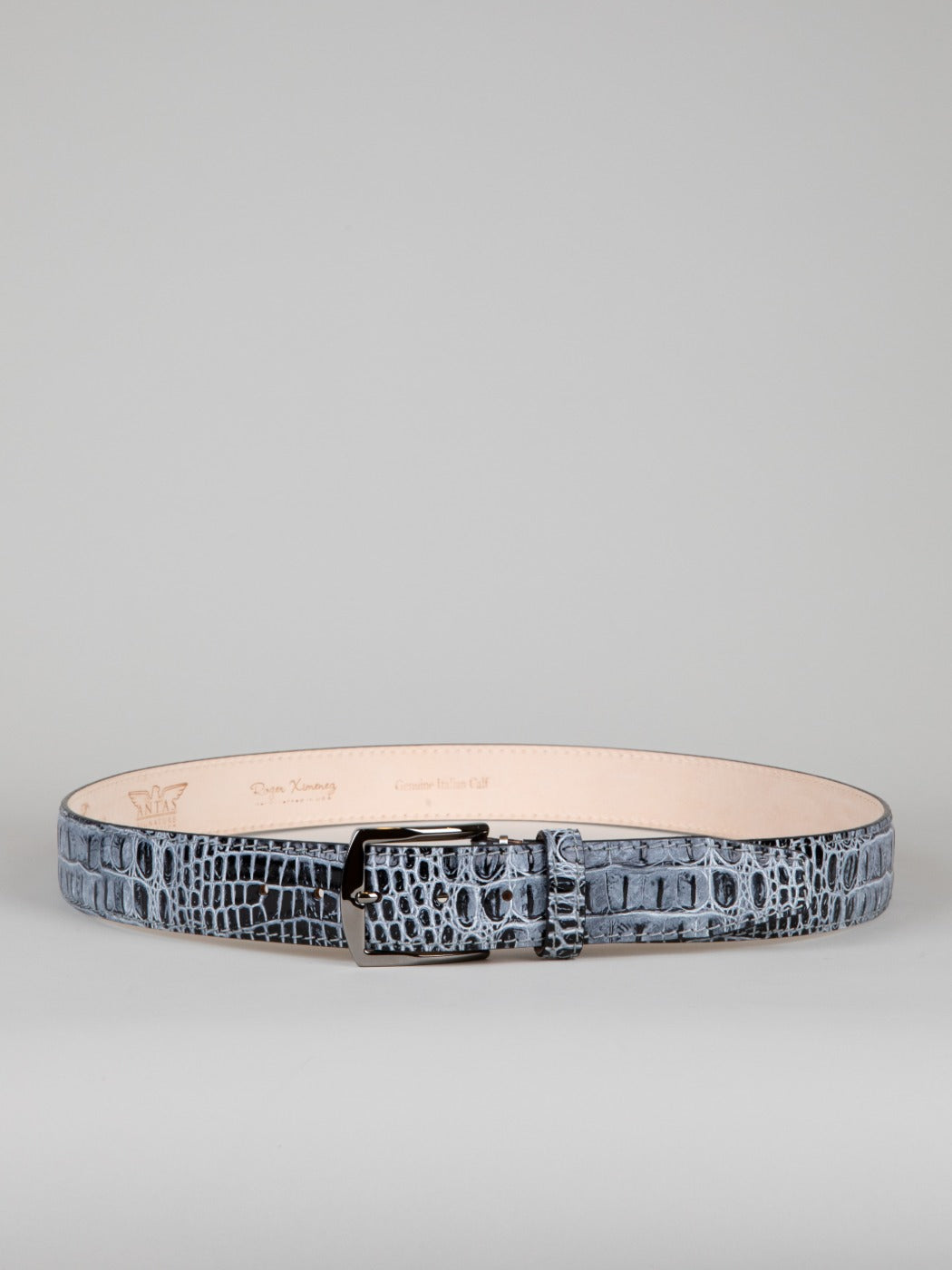 Italian Antique Faux Croc Belt - Shadow