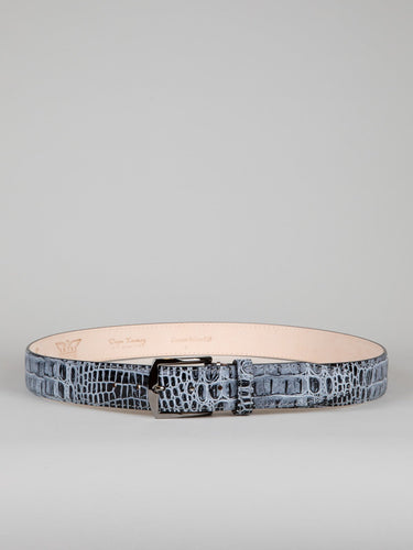 Italian Antique Faux Croc Belt - Shadow
