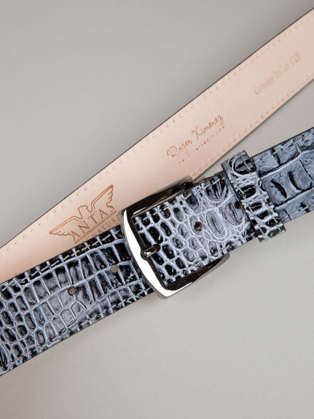 Italian Antique Faux Croc Belt - Shadow