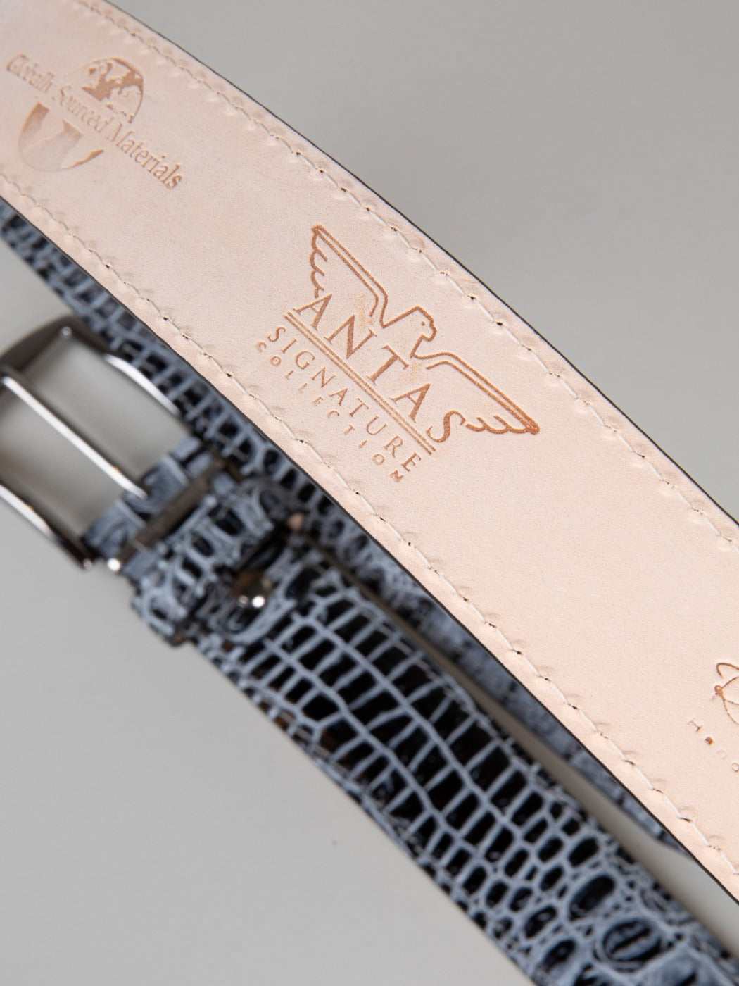 Italian Antique Faux Croc Belt - Shadow