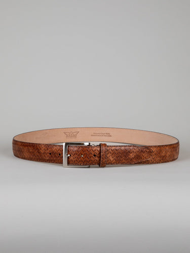 Italian Basket Weave Belt - Cognac