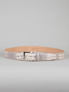 Italian Two Tone Croc Belt - Stone