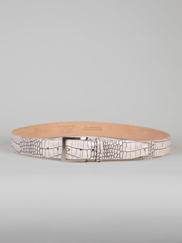 Italian Two Tone Croc Belt - Stone