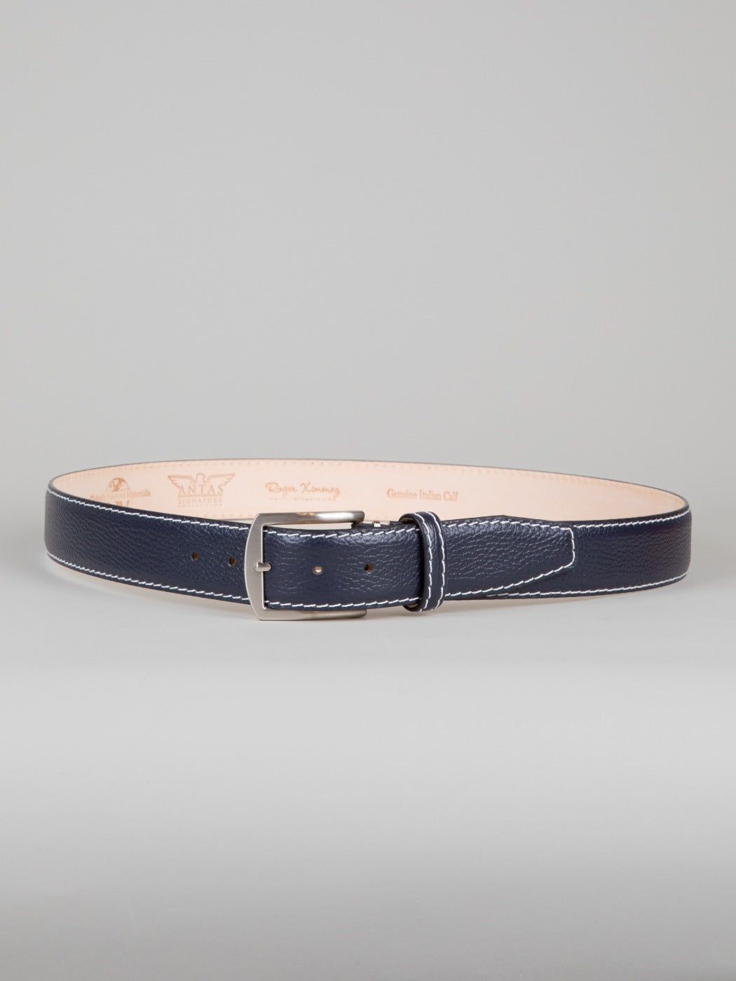 Italian Pebble Calf Belt - Navy