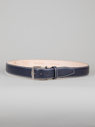 Italian Pebble Calf Belt - Navy