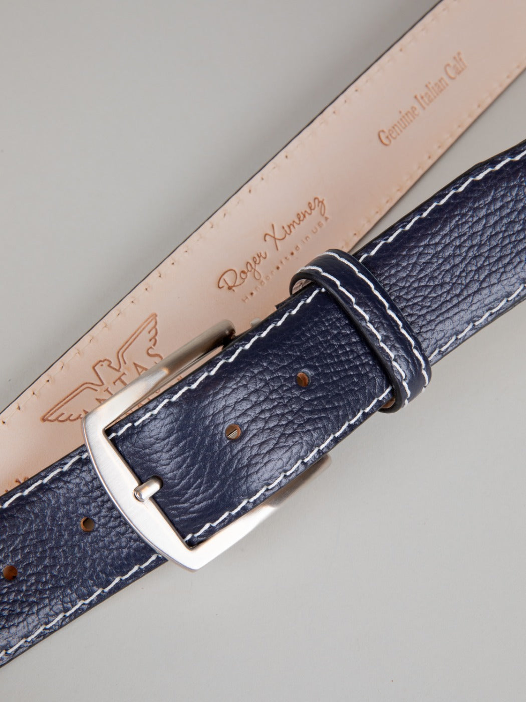 Italian Pebble Calf Belt - Navy