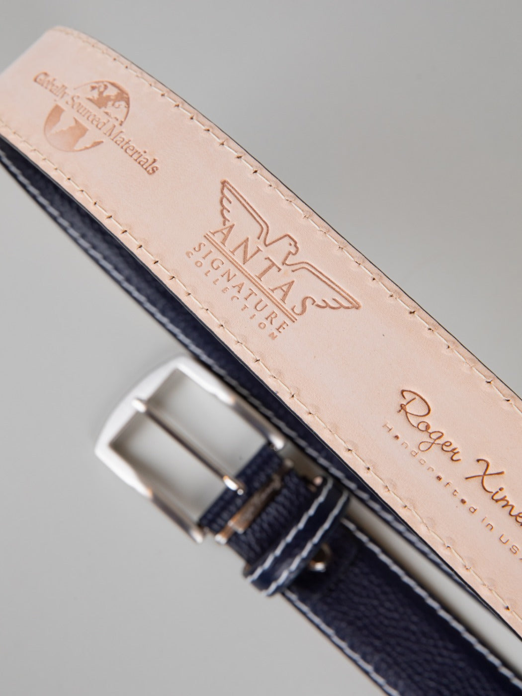 Italian Pebble Calf Belt - Navy