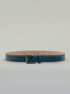 Italian Mock Crocodile Belt - Blue Jean