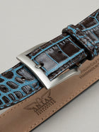 Italian Two Tone Mock Crocodile Belt - Sea Salt