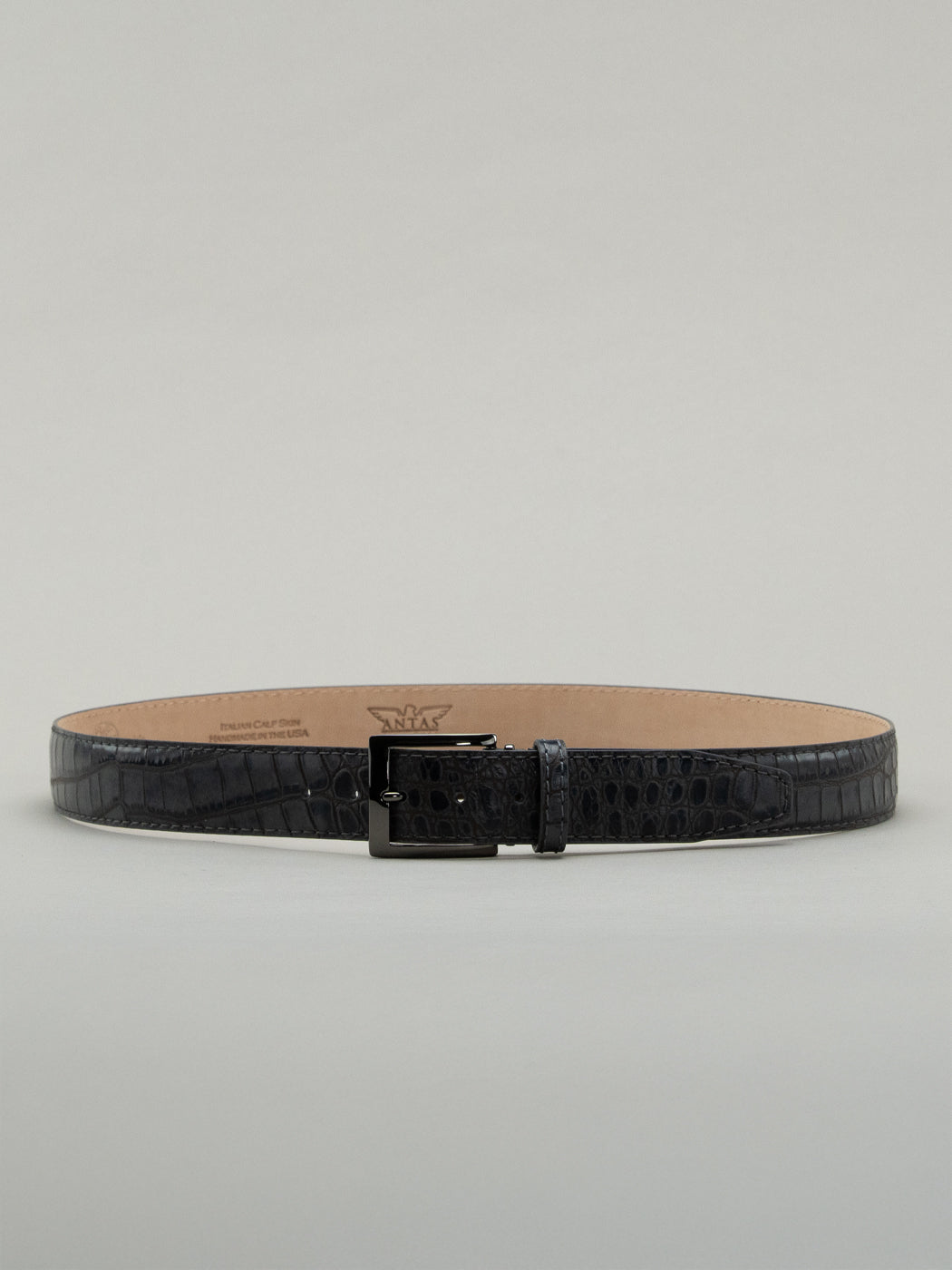 Italian Two Tone Mock Crocodile Belt - Grey Fog