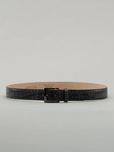Italian Two Tone Mock Crocodile Belt - Grey Fog