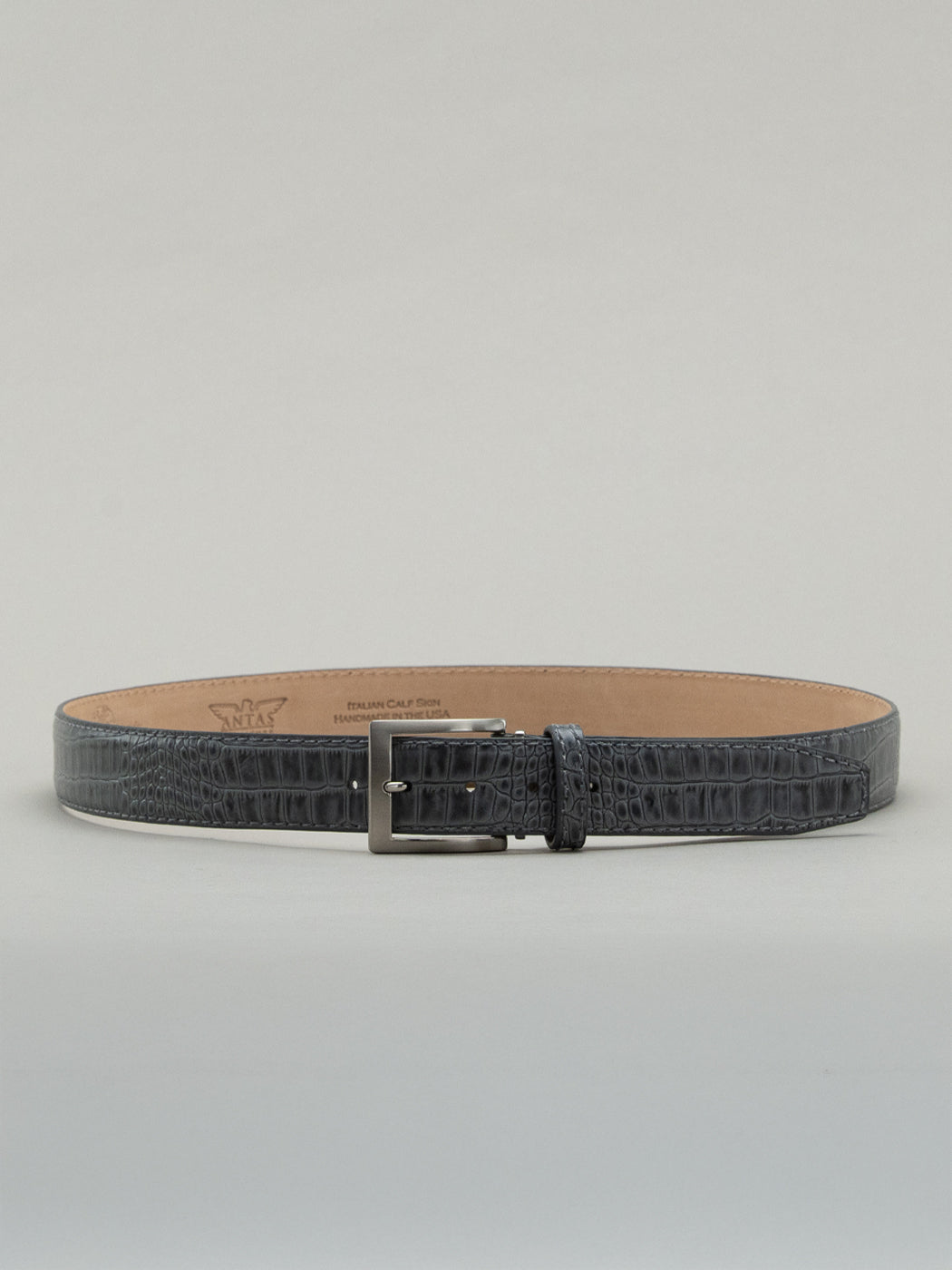 Italian Mock Crocodile Belt - Grey