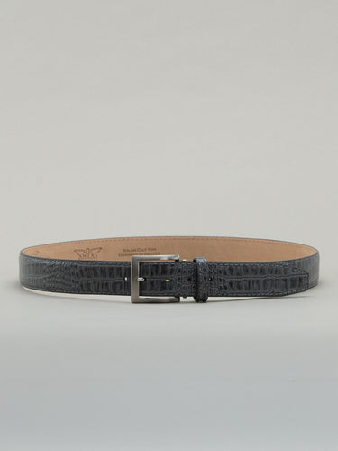 Italian Mock Crocodile Belt - Grey