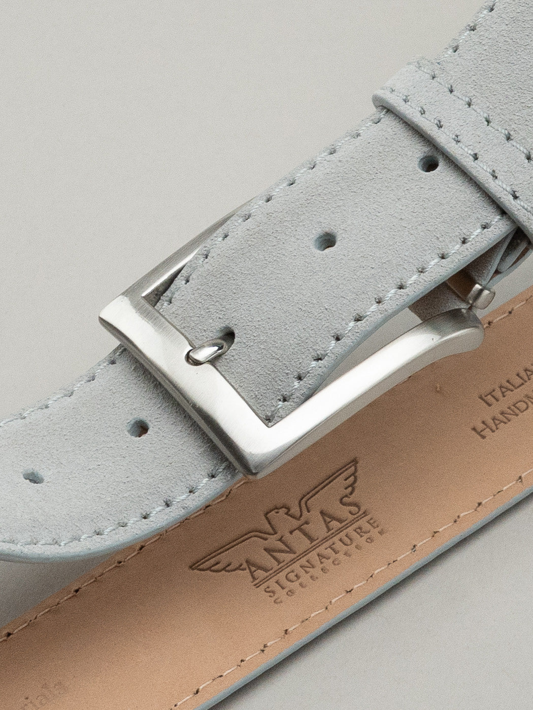 Italian Classic Suede Belt - Light Grey