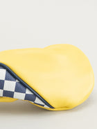 Yellow golf club headcover with checkered flag window