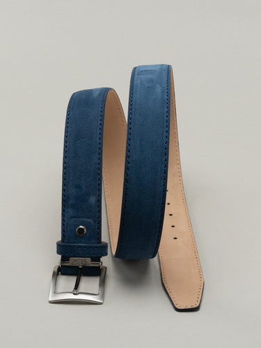 Italian Classic Suede Belt - Navy