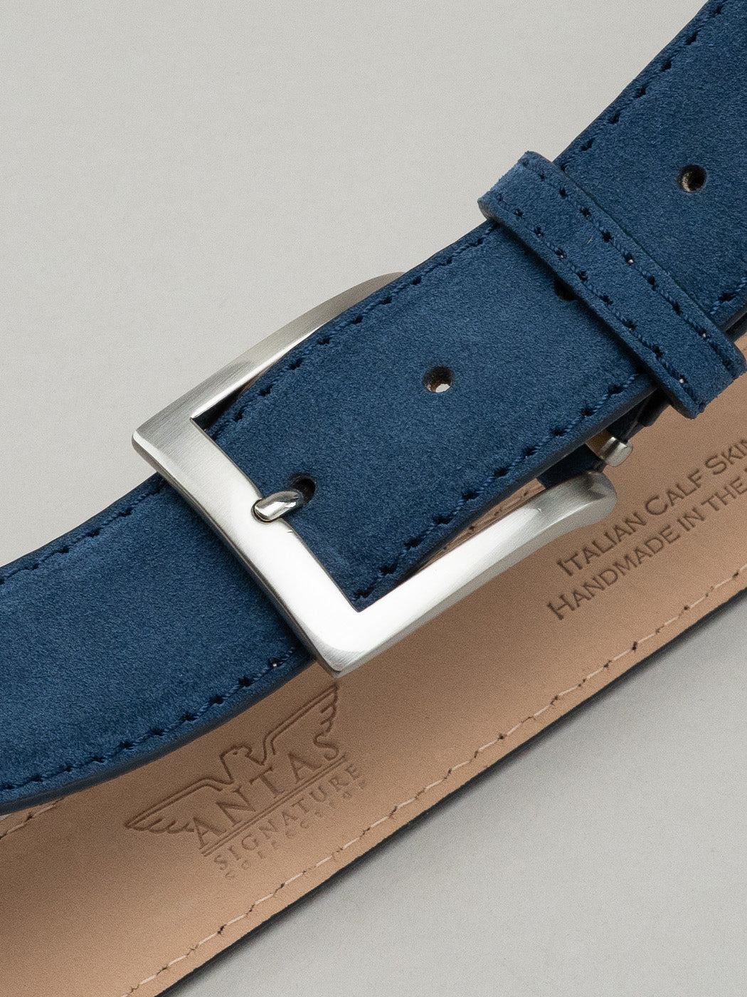 Italian Classic Suede Belt - Navy