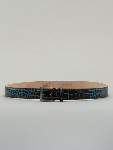 Italian Two Tone Mock Crocodile Belt - Sea Salt