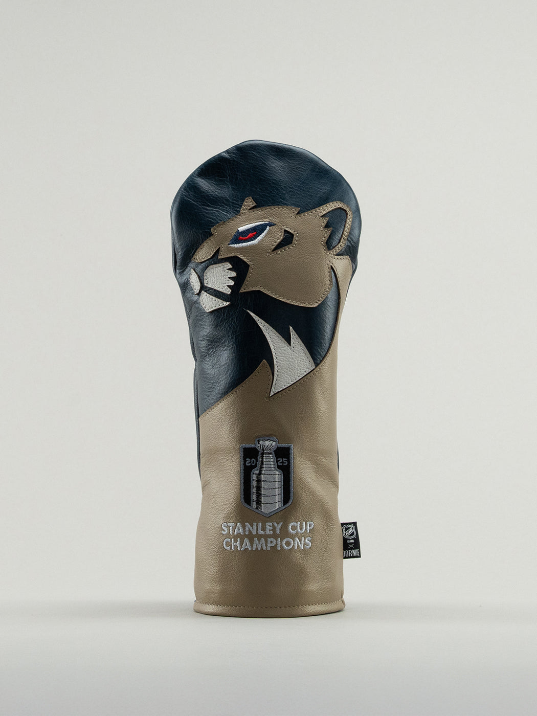 Golf club head cover with florida panthers design and 'Stanley Cup Champions' text next to logo